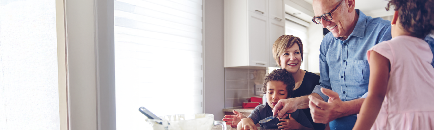 Multi-generational family in the kitchen